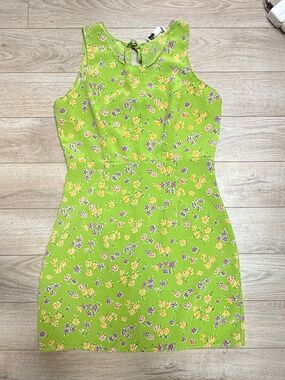 Y.M. New York 90s vintage dress in lime with flowers size 6/8
